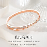 洛希曼莫比乌斯手镯女玫瑰金色镶钻生日礼物送女朋友老婆【免费刻字】 【刻字】豪华礼盒+交叉镶钻手镯