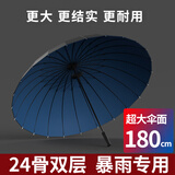 伞小满德国24骨雨伞男士大号加固加厚结实抗风自动长柄超大高尔夫伞定制 24骨-180CM双层深蓝（暴雨专用）