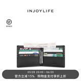 INJOYLIFE男士钱包短款简约皮夹头层牛皮商务青年钱夹二折真皮横 黑色