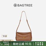 BAGTREE【明星同款】包包树奶盒包植鞣牛皮新款轻奢品牌单肩斜挎Hobo女包 烤棕色-小号【双磁吸款】 高级小众