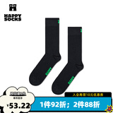 Happy Socks女男春夏款情侣纯色黑色穿搭袜子运动中筒袜 黑色绿 1双 M 36-40