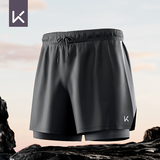 Keep泳裤男士防尴尬双层宽松游泳裤速干沙滩温泉装备 192 黑灰 XXXL 