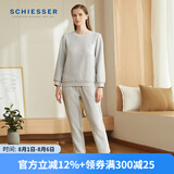 舒雅（Schiesser）女士家居睡衣暖绵羊羔绒螺纹收口长袖长裤插袋家居套装E1/20222H 浅灰7903 L