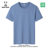 熊猫小恶魔（PANDA ADEVIL）夏季纯棉男女宽松休闲短袖T恤情侣潮 雾霾蓝 L 125-140斤