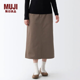无印良品 MUJI 女式 丝光斜纹 裙子半身长裙秋冬季简约风纯棉全棉BEK37C2A 深咖啡色 M(160/66A)