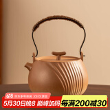 瓷牌茗茶具（cipaiming teaset）茶壶粗陶烧水壶户外酒精炉煮茶壶陶瓷围炉煮茶茶具套装 粗陶条纹古鸣壶