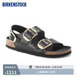 BIRKENSTOCK勃肯德国进口大扣女款牛皮革漆皮亮面Milano系踝凉鞋 黑色窄版1024211 39