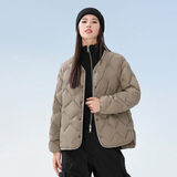 雪中飞轻薄短款羽绒服女小V领鸭绒保暖舒适短外套 卡其色 XL