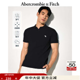 ABERCROMBIE & FITCH男装25夏季新款经典小麋鹿POLO衫美式通勤短袖T恤KI124-5182 黑色 M (180/100A)