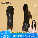 达芙妮（DAPHNE）女靴短靴女款高跟皮春秋单靴新款女鞋春款瘦瘦靴子 黑色 单层 跟高6.5CM  38 (240mm)