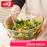 青苹果耐热玻璃碗印花和面盆加厚打蛋碗揉面盆4.35L超大容量