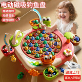 麦格萌儿童玩具钓鱼玩具1-3岁磁吸电动旋转钓鱼盘六一儿童节礼物男孩4-9 活力粉【电动+磁吸+音效】 益智玩具思维专注宝宝生日礼物3