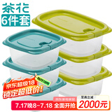 茶花 冰箱保鲜盒出游野餐盒饭盒饺子冷冻盒密封盒便当盒收纳盒6件套