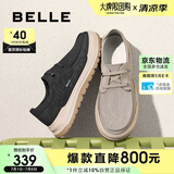 百丽轻薄透气布鞋男鞋2025新款夏一脚蹬休闲爸爸鞋A1904BM5 黑色 41