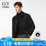 金利来GY服饰单夹克男翻领单茄克时尚休闲男士上衣外套 黑色 L00 