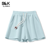 班尼路S&K系列裤子夏季短裤女装新款潮流宽松休闲三分裤小个子女生潮流 薄荷绿-纯色 【抗皱耐磨】 M