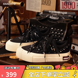 Kaalixto唐探1900联名款国潮帆布鞋板鞋潮流经典时尚百搭星星鞋暗影黑 38