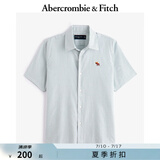 ABERCROMBIE & FITCH男装25夏季新款经典小麋鹿LOGO牛津纺外搭短袖衬衫KI125-5084 绿色 M (180/100A)