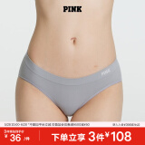 维多利亚的秘密（Victoria's Secret）PINK 夏季舒适无痕3A抗菌抑菌LOGO中腰包臀内裤三角裤女 2ODJ银灰色-光面款 11247228 1条 S