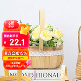 恰好时光手工木片编织手提花篮干花鲜花插花花艺摆拍居家收纳篮子蕾丝花边
