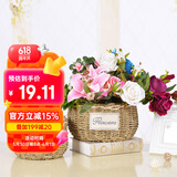 恰好时光 北欧手工编织草编篮子 田园风插花花盆 柳编藤编花篮 中号带盆