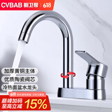 橱卫帮（CVBAB）全铜主体双孔面盆水龙头 360°可旋转洗脸池台盆冷热水龙头 CV1211