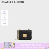 CHARLES&KEITH拼接菱格链条单肩斜挎小方包包女包生日礼物七夕礼物CK2-80701360 CK2-80701360Black黑色 S