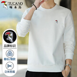 啄木鸟（TUCANO）卫衣男时尚潮流印花长袖T恤男装休闲百搭上衣套头衫 白色B 2XL