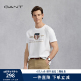 GANT/甘特【100%棉】男女情侣款学院风美式休闲圆领短袖重磅T恤 110白色 2XL