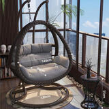 芸昉吊篮藤椅家用摇篮椅室内阳台吊椅庭院鸟巢掉吊兰双人秋千懒人吊床 双人咖色+茶几+八件套