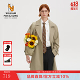 William fox&sons新复古回潮设计师款/立体剪裁风衣男腰带装饰层次感休闲长款外套 卡其色（御寒10℃） L /50