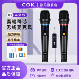 C.O.K(W306S)智能自动对频全黑充电麦克风户外专业演唱家庭K歌音响功放调音台直播专用手持话筒 W306S 双话筒