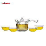 so.home通透耐高温玻璃冷水壶果茶壶煮茶壶套装家用大容量凉水壶玻璃水杯 GT733-B乐怡套装