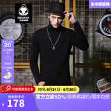 闪电潮牌（GENANX）毛衣男春秋季纯色韩版修身高领针织衫套头打底衫 黑色 M
