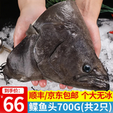 海皇湾格陵兰进口深海冰鲜冷冻鲽鱼身鸦片鱼头超大比目鱼鱼类生鲜批发 鲽鱼头 700g （两只装）