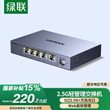 绿联轻管理2.5G交换机5口2.5G电口+万兆光口 Web智能网管网络分线分流器支持vlan猫棒IPTV光猫NAS15811