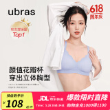 ubras虞书欣同款小花瓣杯软支撑性感内衣女聚拢文胸无钢圈胸罩  【经典款】奶盐蓝色-背心 M 75A/75B/75C