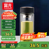 富光男女士双层玻璃杯 高硼硅玻璃304茶隔水杯子 带茶隔泡茶杯500ml
