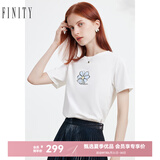 菲妮迪品牌T恤夏季 简约气质棉质白色圆领时尚短袖上衣 白色 XL