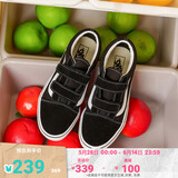 VANS范斯童鞋官方 Old Skool V黑色经典款魔术贴中大童板鞋 黑色 31.5码 实测内长19.8cm