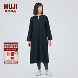 无印良品（MUJI）女式 起毛 V领长袖连衣裙 女款长裙裙子秋冬 女装 BC2FBC3A 深藏青色 M (160/84A)