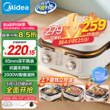 美的（Midea）电饼铛下盘可拆多功能电煎锅火锅炒锅双面加热三明治机早餐机 火力可调烙饼烤肉锅加深电饼档2626S