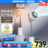 大宇（DAEWOO）空气循环扇电风扇家用宿舍卧室客厅办公室立式落地扇氛围灯纳凉空调伴侣F30 F30PRO奶糖白【一键暴风+杀菌净化+感温调速】