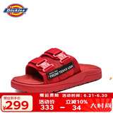 Dickies拖鞋男鞋夏季室外透气鞋子男士凉拖鞋潮流一字拖鞋外穿沙滩鞋 红色 43