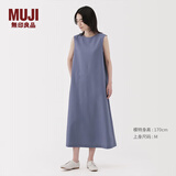 无印良品（MUJI）女式易干弹力泡泡纱无袖连衣裙女装裙子长裙25年夏季连身裙 烟熏蓝色 M （160/84A）