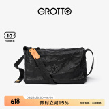 GROTTO个乐黑石包经典大容量植鞣绵羊皮单肩斜挎通勤软包男女款礼物 黑石L（黑标）