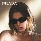 PRADA普拉达墨镜太阳镜复古猫眼窄框太阳镜男女高级感眼镜 0PR26ZSF-16K08黑色框+灰色片