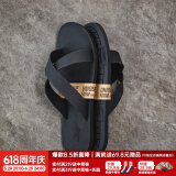 马登（Maden）软底拖鞋磨砂细纹夏季凉拖浴室防滑十字拖凉鞋男士沙滩鞋 黑色 42 (260mm) 偏小一码