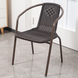 潇崇藤椅椅子靠背椅家用户外椅铁椅子家用休闲椅子编织塑料仿藤椅 咖啡色【2把起发】