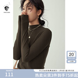 范思蓝恩范思蓝恩204303半高领打底衫女秋冬百搭修身针织上衣紧身内搭毛衣 深咖色  S